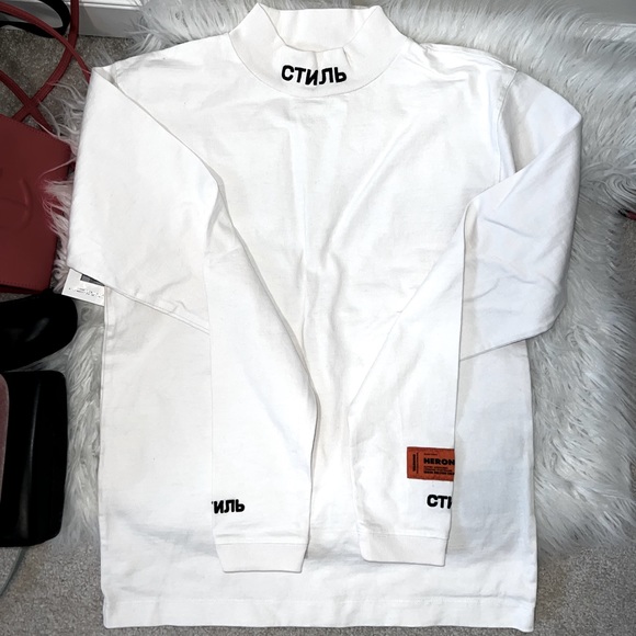 Heron Preston White “Style” Mock Neck Long Sleeve T-Shirt - Picture 1 of 5